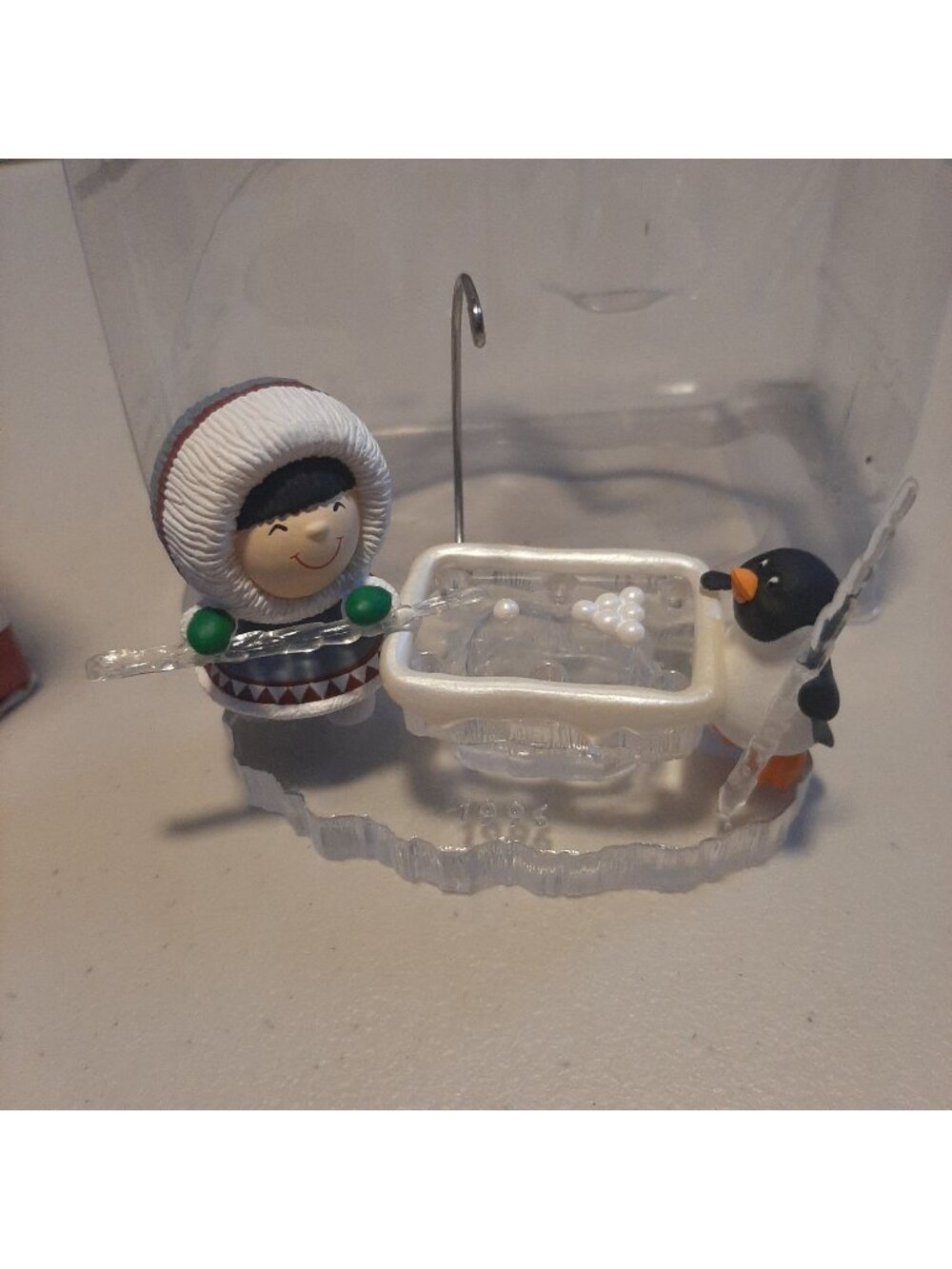 1998 Hallmark Frosty Friends Ornament #17 Ice Pool Table Eskimo Girl penguin